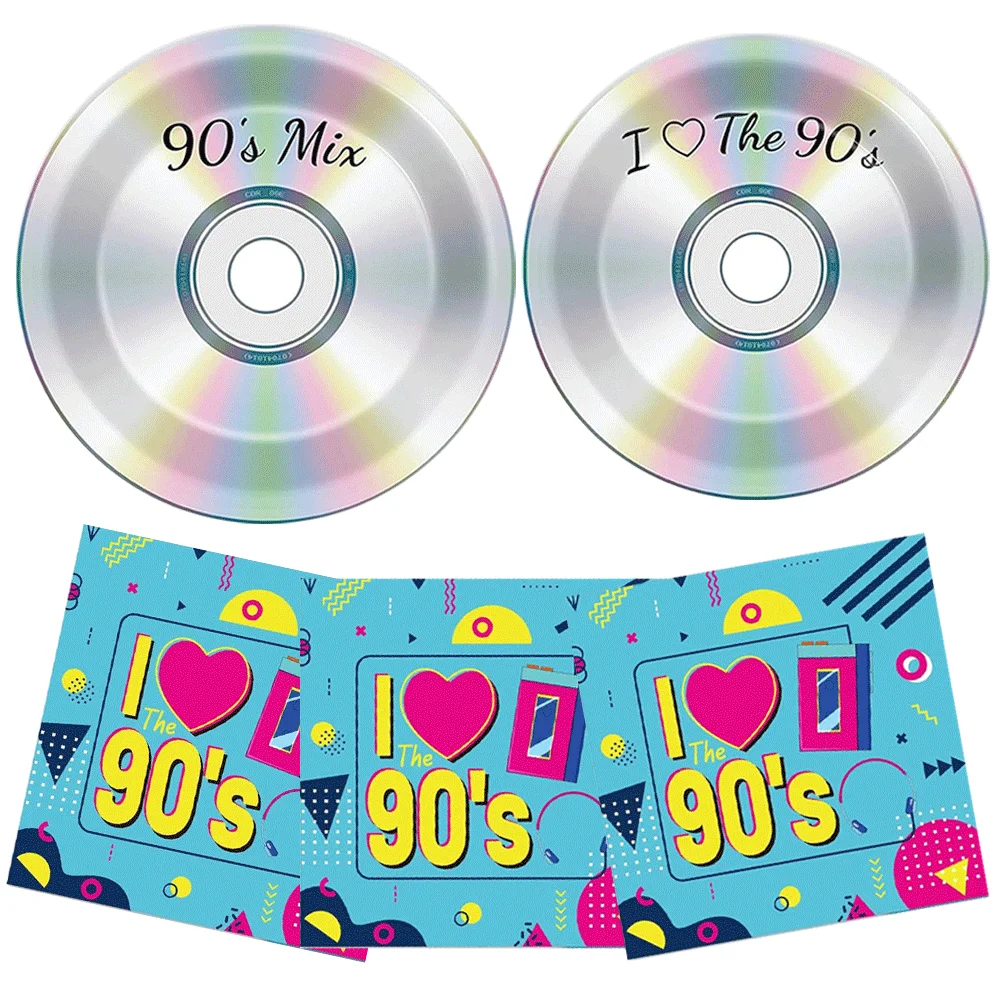 90er-Jahre Themenparty Dekorationen Retro Tischgeschirr-Set Vintage Hip-Hop Geburtstag Pappteller Servietten 1990er Old School Disco Zubehör