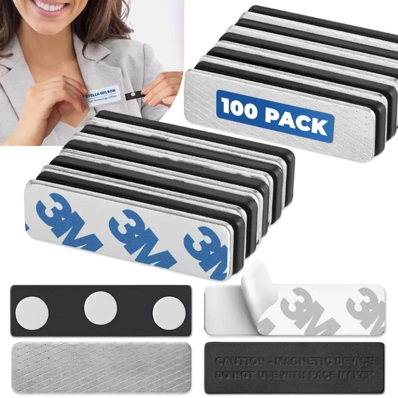 Magnetic Name Badge Holders 100 Pack Name Tag/ID Badge Magnets With Strong Fasteners 3 Premium Strength Neodymium Magnets Office badge parts