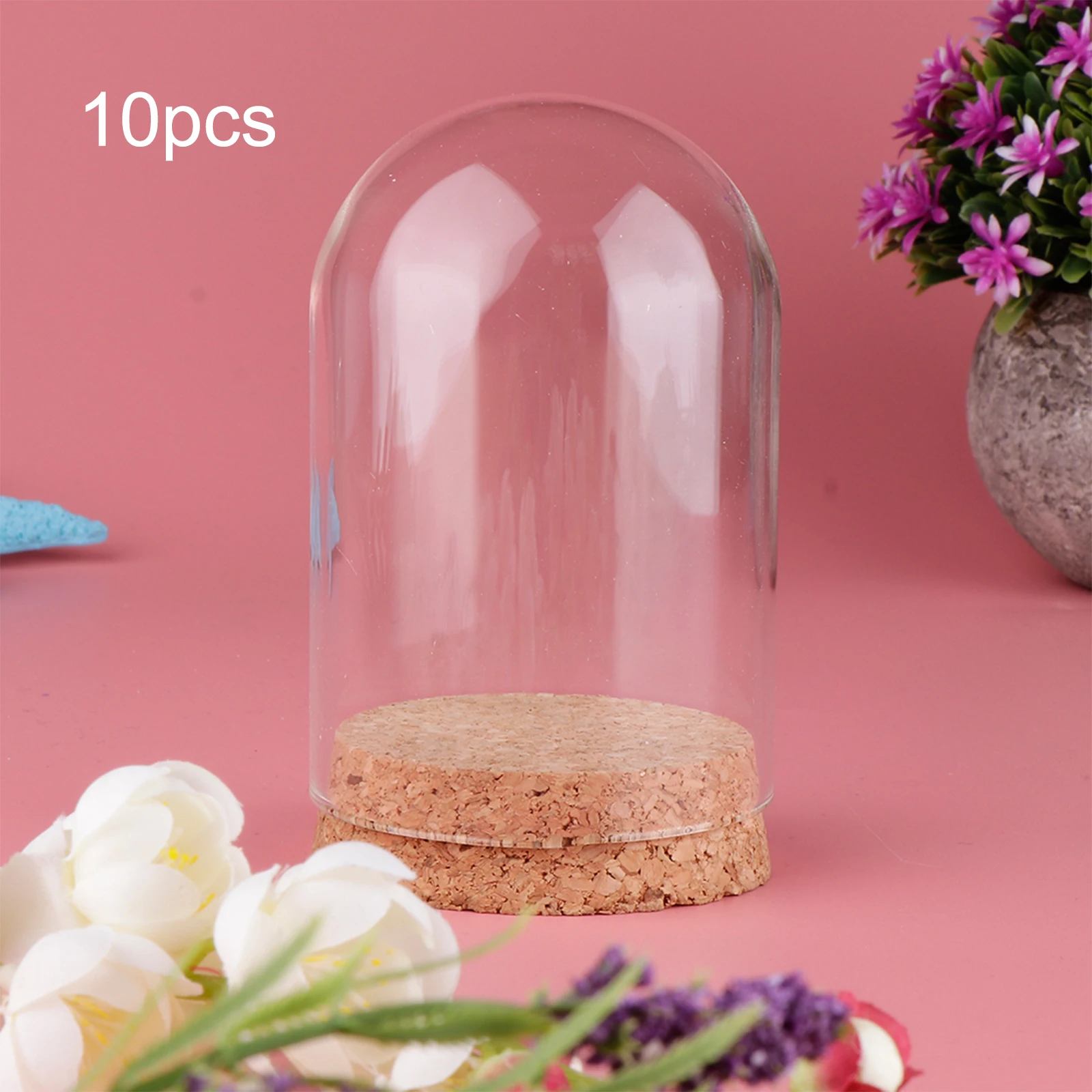 Glass Display Dome 10x Transparent Display Dome with Wooden Base Birthday Gift Protective