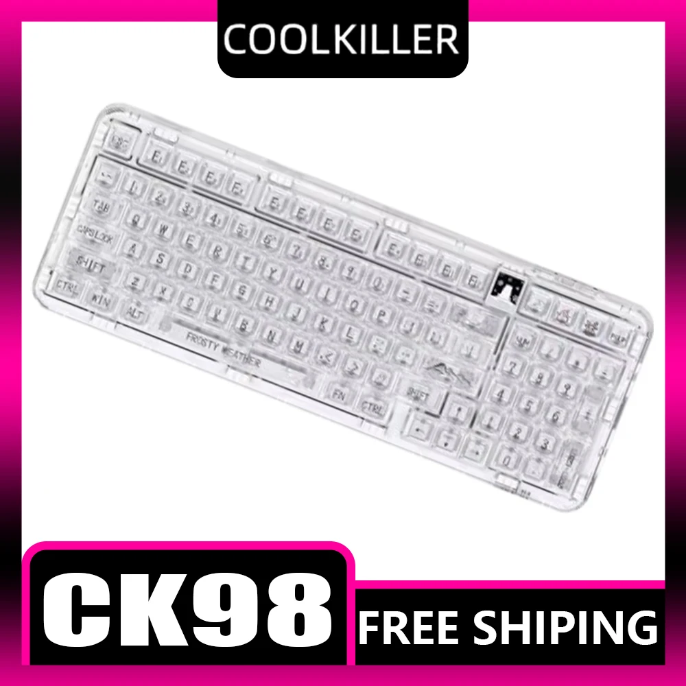 

Coolkiller Ck98 Keyboard Hot-Swap 2.4G Bluetooth Wireless RGB Gasket OLED Monitor Transparent Mechanical Keyboard Gamer Man Gift