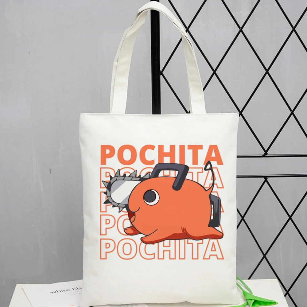 

chainsaw man shopping bag recycle bag eco bolsa shopper bag jute bolsas reutilizables sacola foldable cabas