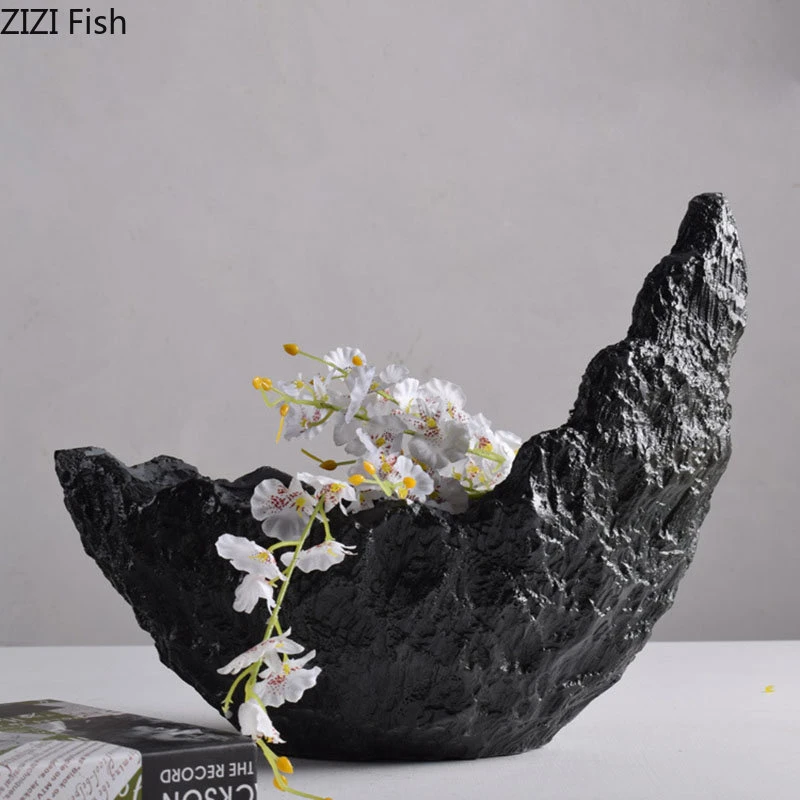 Imitation Wood Potted Plant Vase Desk Decoration Flower Arrangement