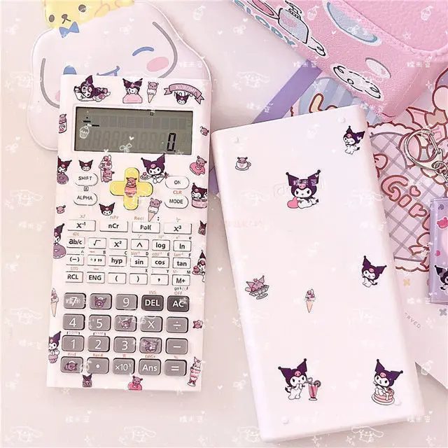 thumbnail image 1 of Pegatina Diy Sanrio My Melody Kuromi Cinnamoroll Calculadora de funciones científicas Calculadora de exámenes de aritmética para estudiantes de la escuela Kawaii, 1 of 5