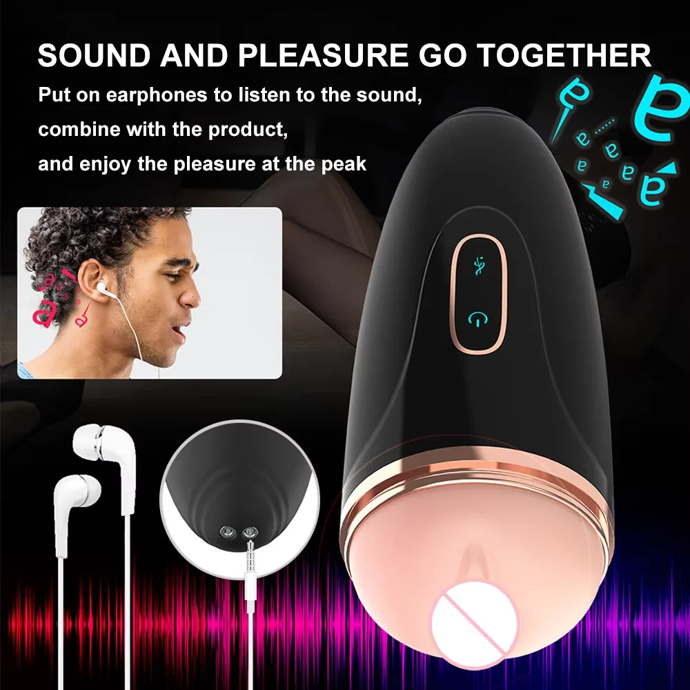 Automatic Male Masturbator Sucking Vibration Masturbation Cup Realistic Vaginal Sex Toys with Sound Blowjob Machines for Men
