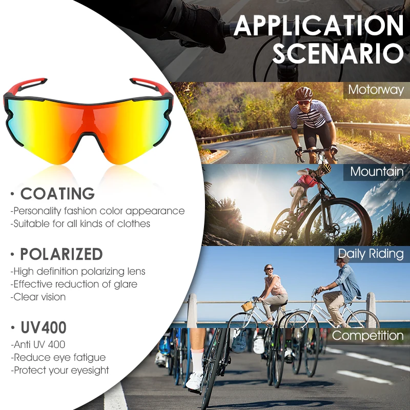 WEST BIKING Colorful Cycling Glasses UV400 Protection HD Polarized Sunglasses Men Women Outdoor Sport Eyewear Cycling Goggles