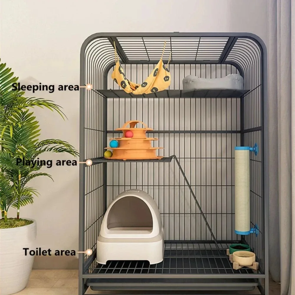 Stainless Steel Creative Pet Villa Duplex Luxury Cat House Toilet Large Space Free Activity Cat Dog Houses Pets Supplies
