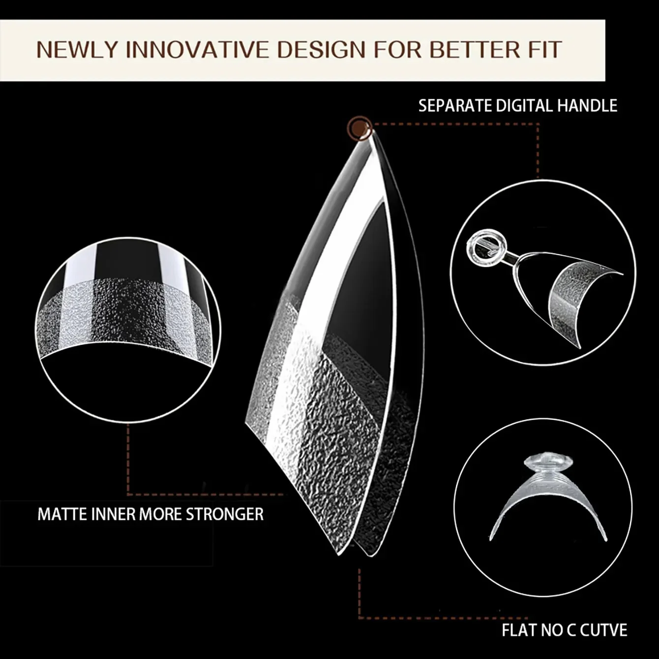 Professional Stiletto False Nails Matte Half Cover Nail Tips Box_voghion.com