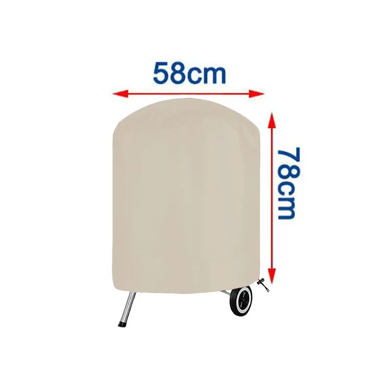 Beige Round BBQ Grill Cover,0utdoor Oven Hood,Barbecue Dust Hood,Waterproof and rainproof Protection BBQ Cover,210D Oxford Cloth 4