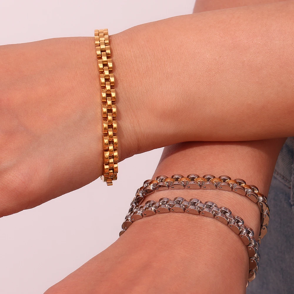 Elegant 6mm Gold-Plated Stainless Steel Chain Bracelet for Women - Luxury Waterproof Jewelry