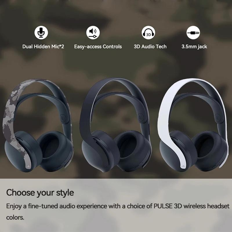 SONY PS5 Cuffie Wireless Pulse 3D Grey Camo - gioco per Console e accessori  - SONY - Accessori Gaming - Videogioco