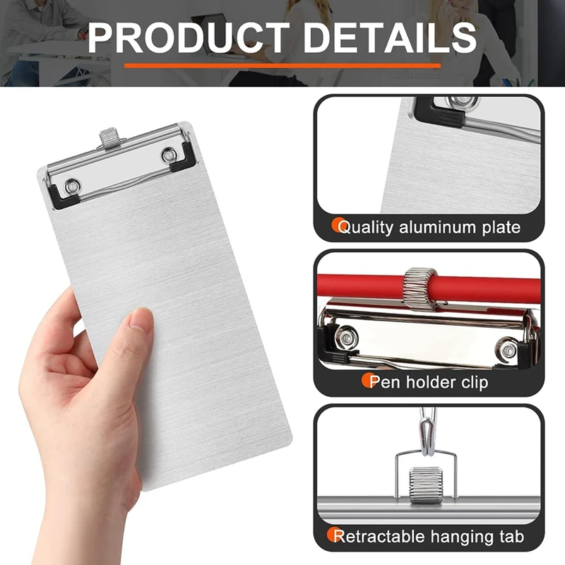 Metal Aluminum Clipboard Pen Holder Mini Aluminum Pocket Clipboard A5 for Office School