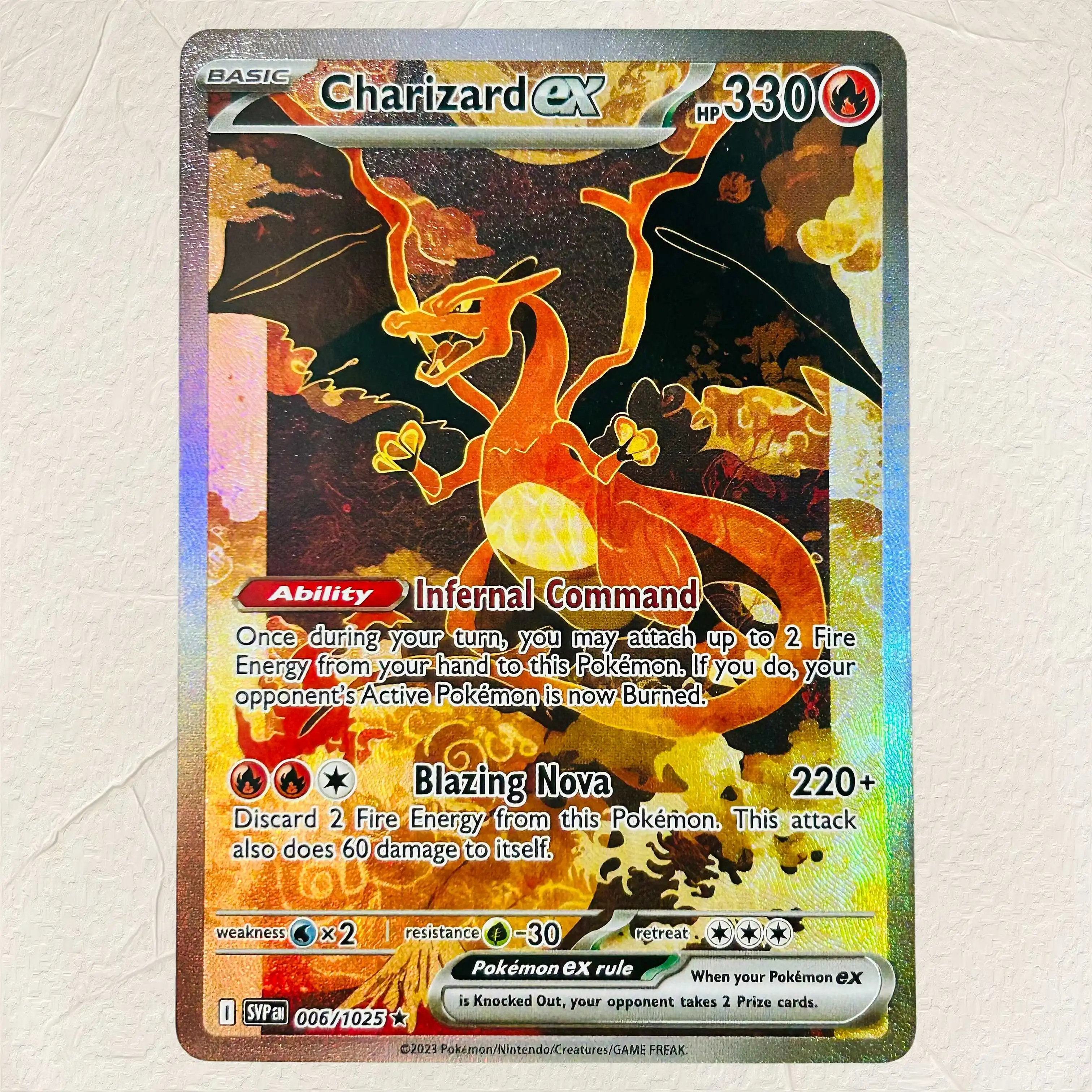 Premium DIY Charizard Exclusive Foil Texture Collectible Cards - Set of 2 (English Version)