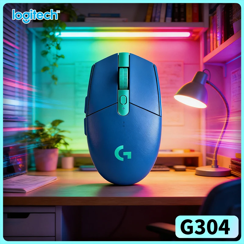 로지텍 G304 무선 마우스 LIGHTSPEED 기술 12000 DPI HERO 센서 1ms 반응 속도 9개월 배터리 수명 부드러운 슬라이딩 피트 게이머용