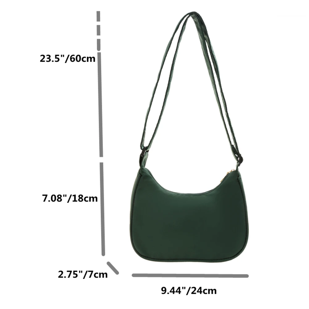 Women Shoulder Bag Nylon Crescent Shape Underarm Bag Mobile Phone Messenger Bag Daily Clutch for Outdoor Shopping