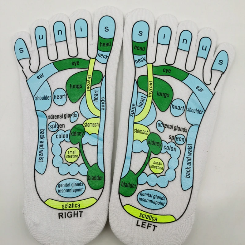 1 Pair Acupressure Socks Physiotherapy Massage Relieve Tired Feet Reflexology Socks Foot Point Full English Illustration