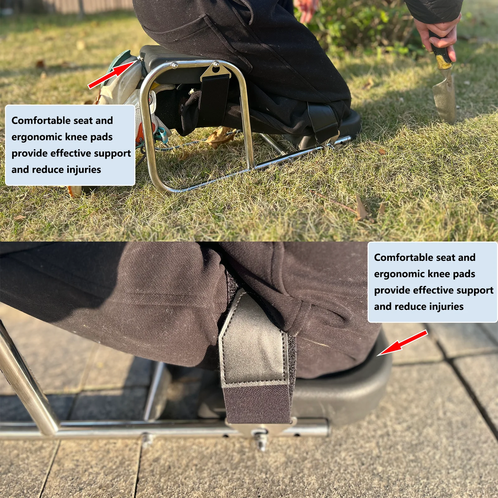 304 Stainless Steel Knee Seat,Designed For Working On Horticultural Farms-Knee Protection,Ankle Support,Durable Thick Knee Pads