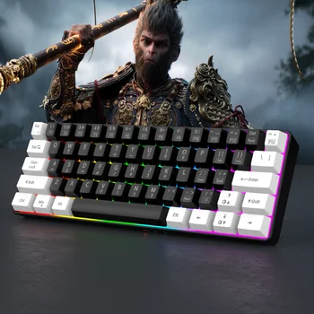 60% wired gaming keyboard, RGB backlight ultra compact mini keyboard, waterproof small compact 61 key keyboard for pc/Mac gamers 4