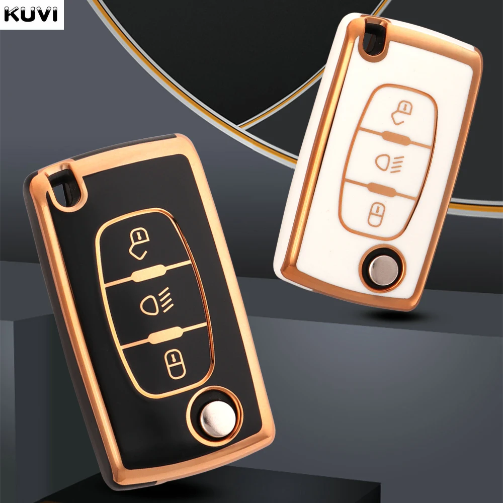 Key Case Cover Fashion TPU Car Flip Key Case Cover Bag For Peugeot 107 207 307 308 407 607 3008 5008 Citroen Xsara Picasso C5 C6 C8 Accessories
