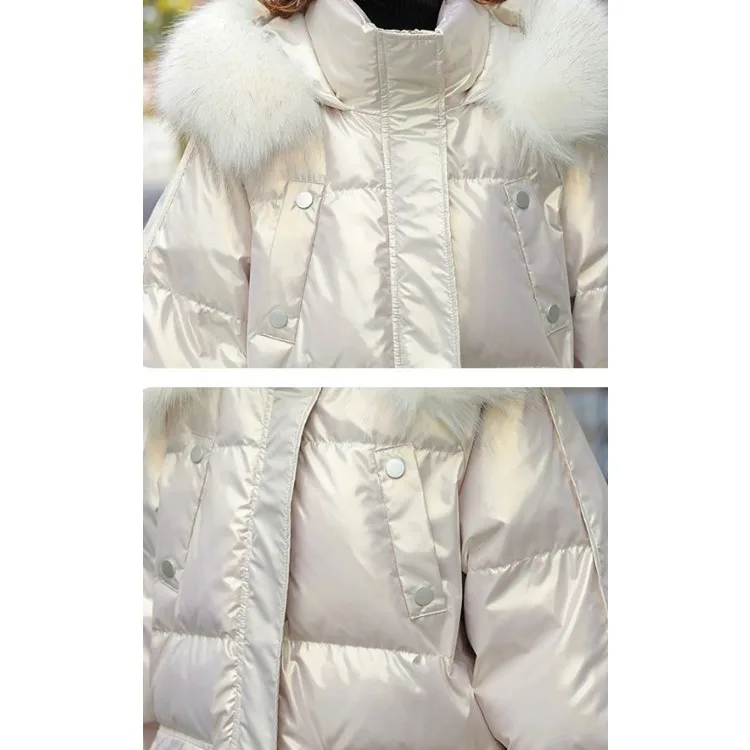 2023 New Women Down Cotton Coat Winter Jacket Female Short-Length Bright Face Free Wash Parkas Thicken Outwear Hooded Overcoat