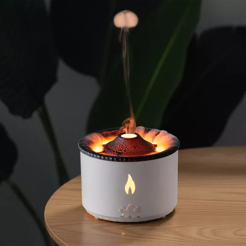 

Volcano Air Humidifier Flame Lamp Aromatherapy Diffuser Machine Office Home Desktop Electric Humidifiers for Home Essential Oils