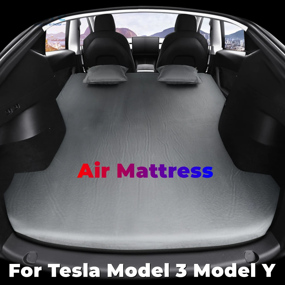 Air Mattress For Tesla Model 3 Model Y Inflatable Car Bed Flocking Surface Camping Sleeping Pad