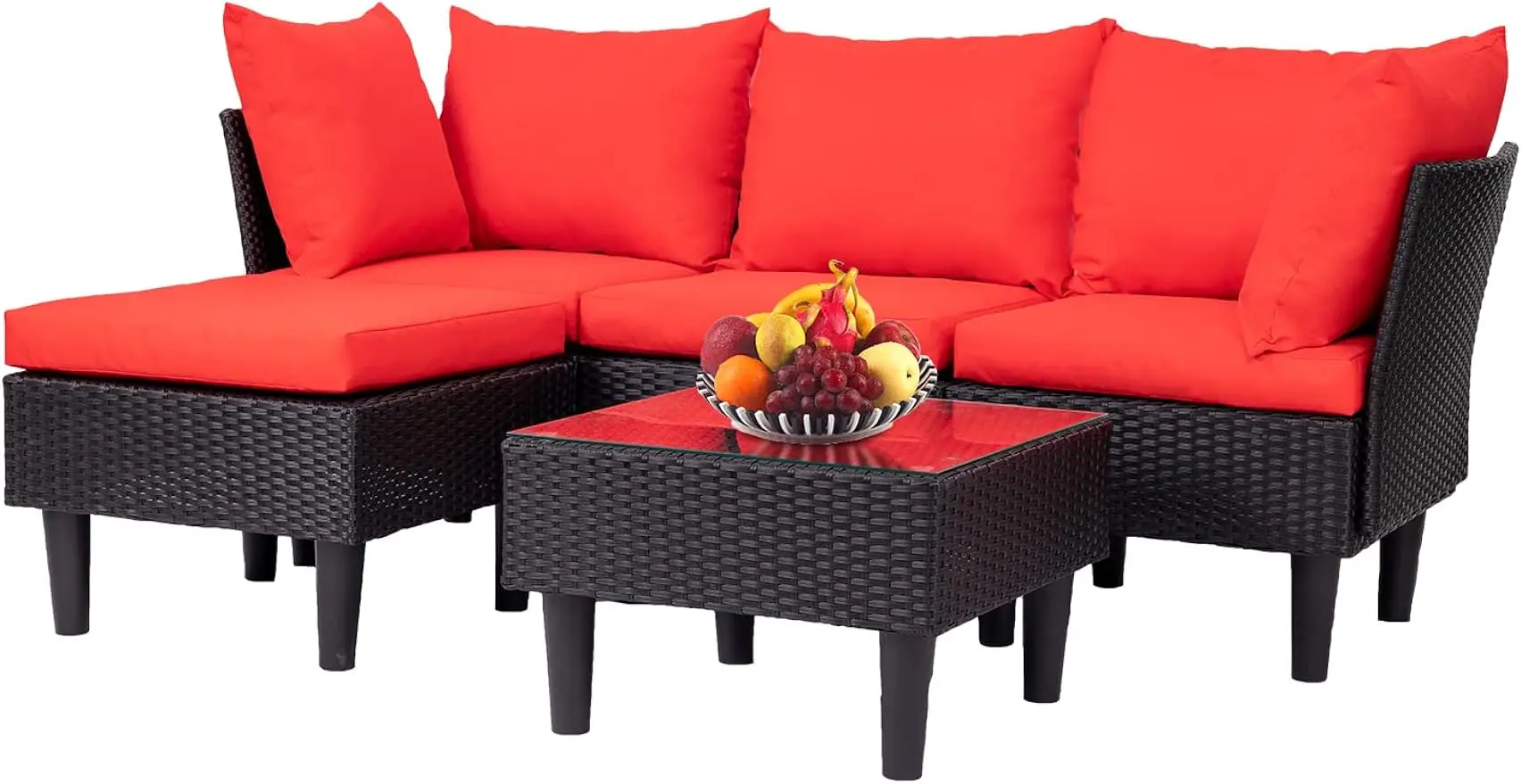 

FDW Patio Furniture Set 5 Pieces Outdoor Wicker Conversation Set Sectional Sofa Rattan Chair for Outdoor Backyard Porch Poolside