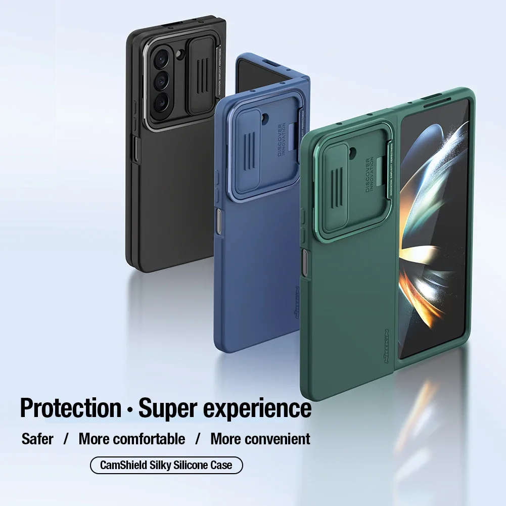 

NILLKIN for Samsung Galaxy Z Fold 5 CamShield Silky Liquid silicone Case anti fall phone holder bracket lens protective cover