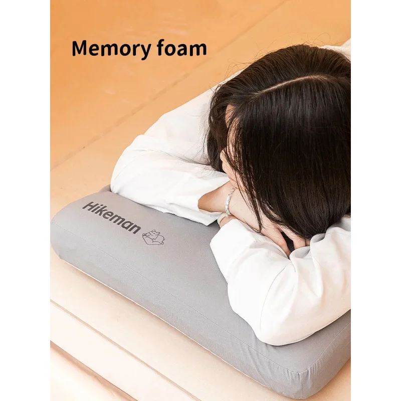 HIKEMAN Cervical Pillow Memory Foam-Ergonomic Neck Support Portable Pillow for Travel, Camping Outdoor Sleeping with Carry Bag