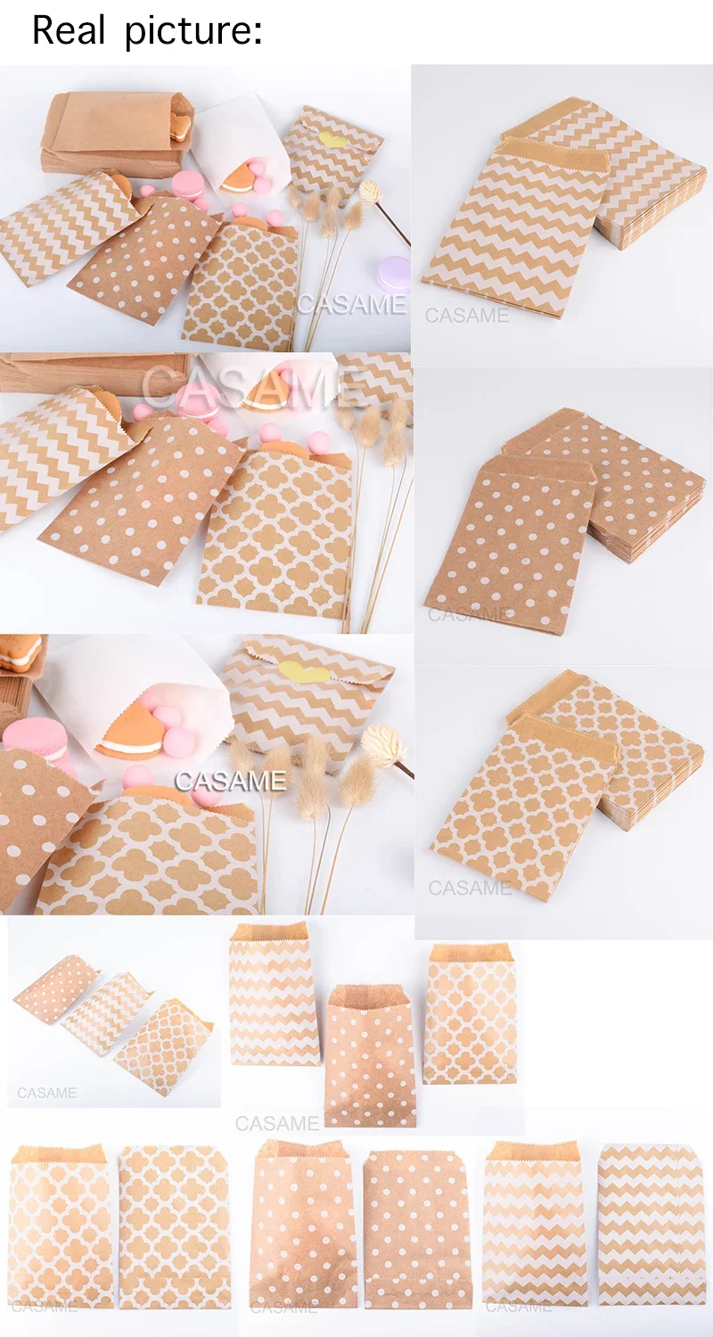50 Stück 10 x 15 cm große Kraftpapiertüten in verschiedenen Farben – stilvolle und vielseitige Geschenkbeutel für Hochzeiten, Geburtstage, Partys – Detail 1