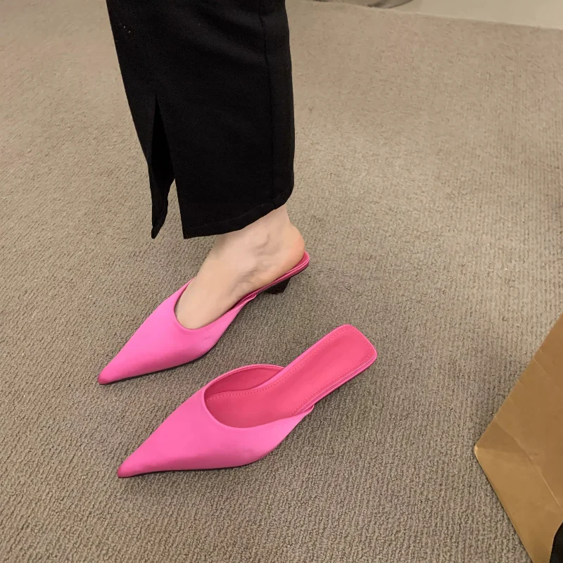 شبشب بغال مدبب للنساء ، لون الحلوى ، فستان أنيق لل...