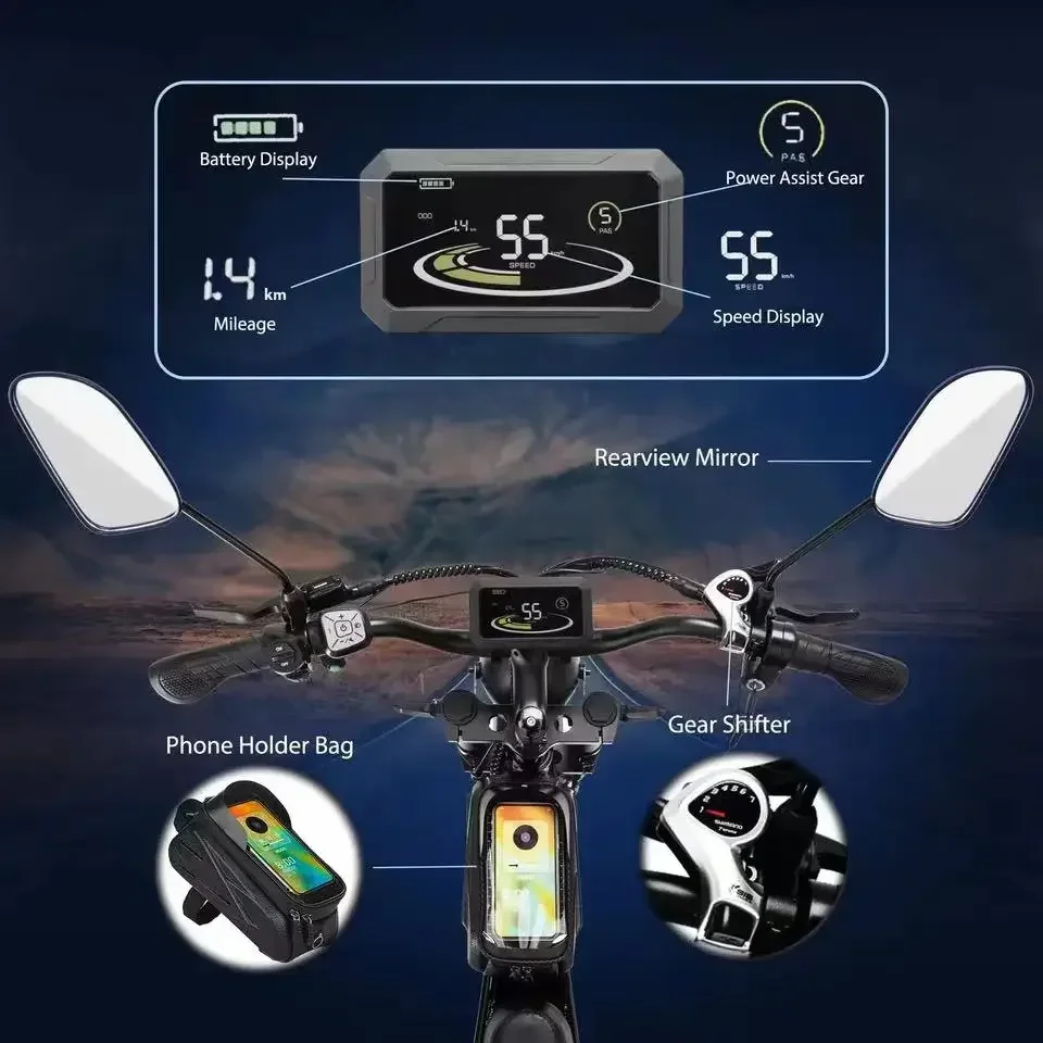 Electric Bicycle 2000W Powerful Dual Motor 52V 40Ah Dual Battery Q20 Ebike Motorcycle Mountain 20x4.0 Fat Tire Electric Bike