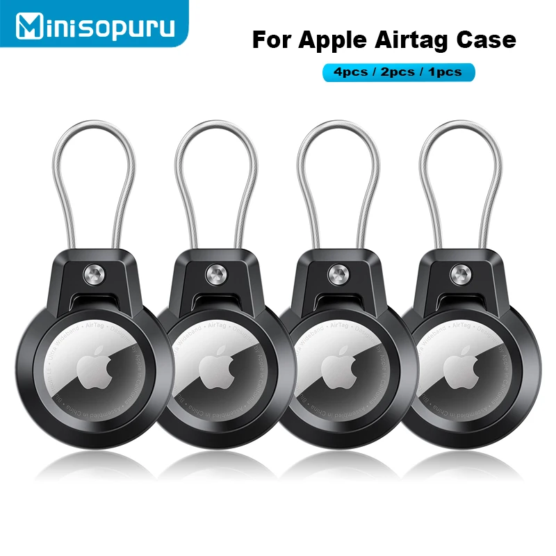 애플 에어태그 케이스 에어태그 키체인 거치대, 와이어 케이블 포함, 수하물 배낭 키, 애완 동물 에어태그 거치대, 360 도 ..