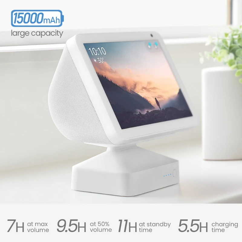 Docking Station Da 15000Mah Per Amazon Echo Show 8(1St & 2Nd) Caricatore Con Supporto Regolabile 8H Playing
