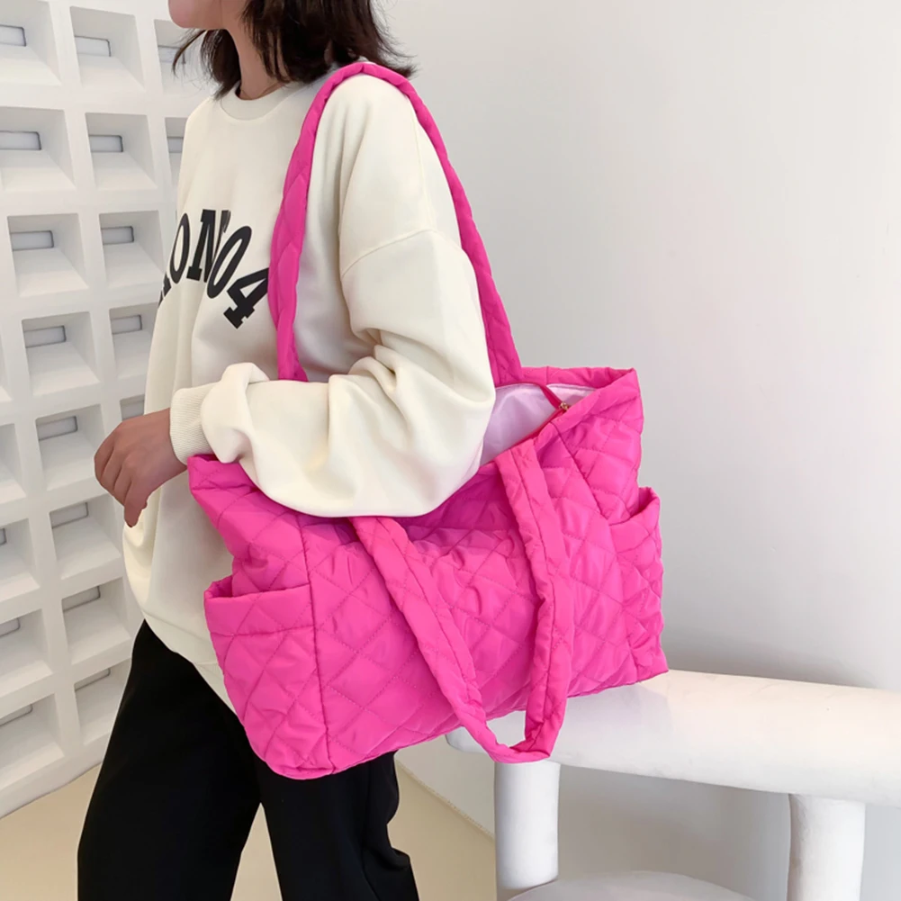 Women's Shoulder Bags Rhombus Embroidery Thread Underarm Bag Casual Large  Capacity Tote Bags Female Quilted Padded Crossbody Bag - Shoulder Bags -  AliExpress