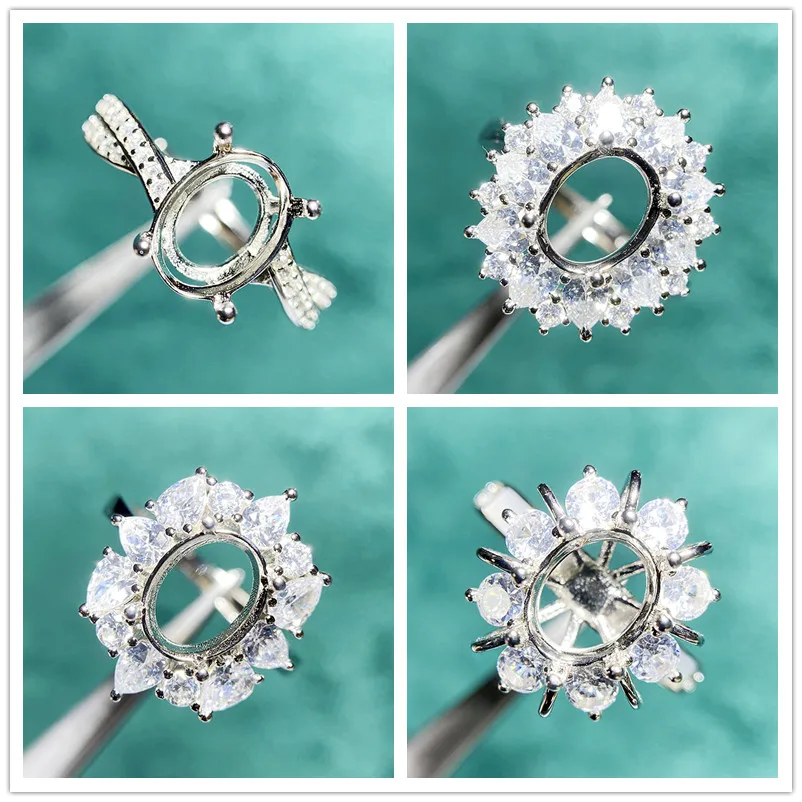 MeiBaPJ 7*9 Gemstone Ring Setting DIY Empty Holders for Women Real 925
