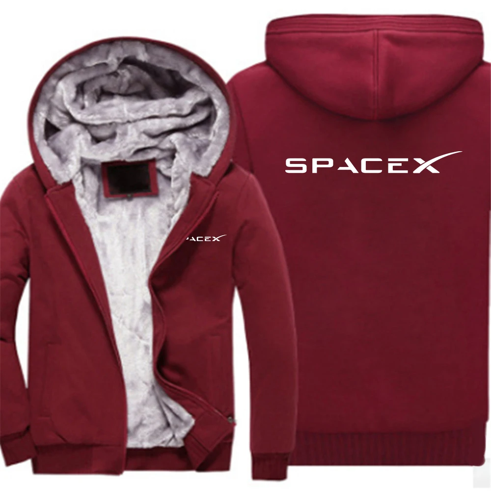 2022 SpaceX Logo Hoodie Men's Printed Fashion Solid Color Winter Leisure Outdoor Sports Thickened Zipper Jacket Sweater Jacket black hoodie mens