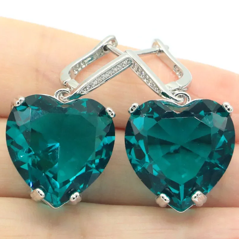 18g 925 SOLID STERLING SILVER Earrings Heart Shape Violet Tanzanite Blue Aquamarine Pink Kunzite Tourmaline Peridot Daily Wear