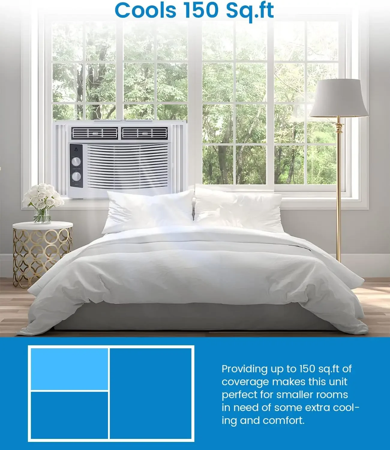 5,000 BTU Small Window Air Conditioner - Cool Up To 150 Sq.ft. with Manual Adjustable Fan and Cooling Modes, for Small Room 2