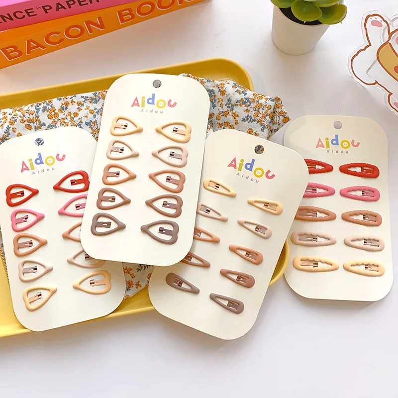 10pcs/set Children Star Heart Hair Clips for Baby Girls Glitter Metal Snap BB Clip Hairpin Headwear Infant Kids Accessories