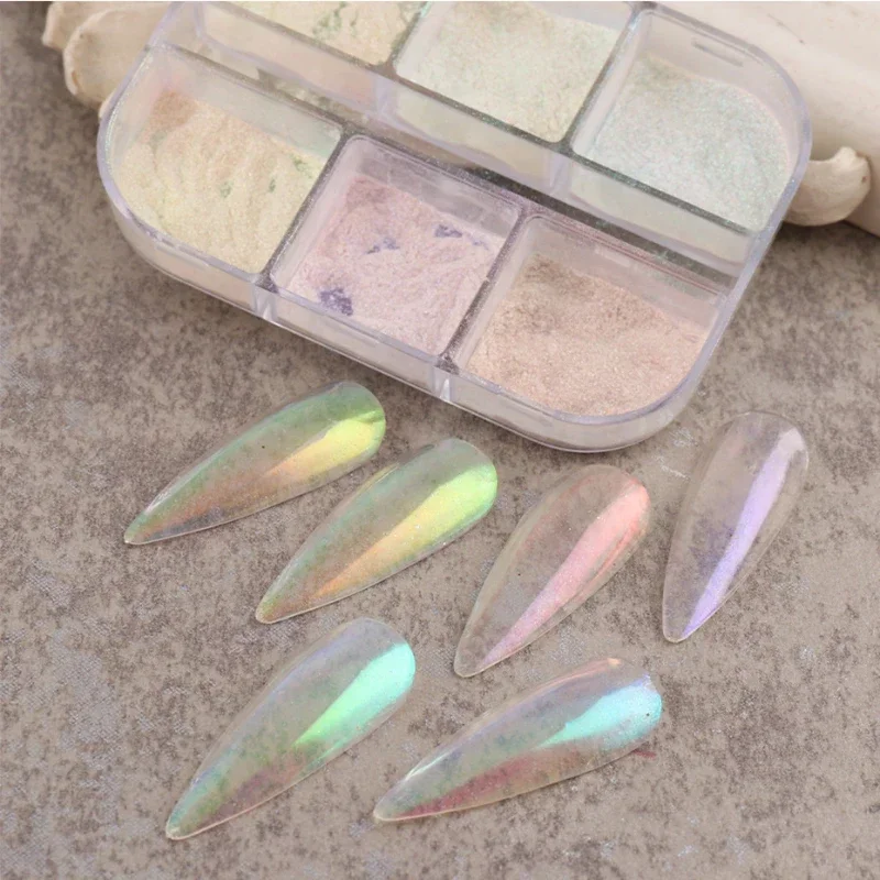 Moonlight Mirror Nails Powder Metallic Chrome Effect Pigments Gel Polish Laser Dust Glitter Aurora Shiny Pearl Nail Manicure