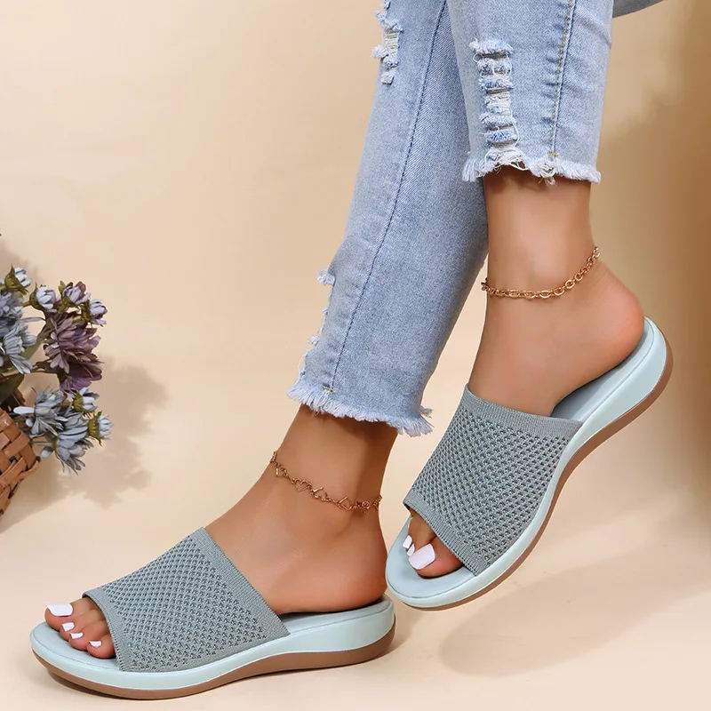 Women Sandals Soft Flat Sandals Summer Sandals Women Stretch Fabric Summer Elegant Slippers Shoes — view 5