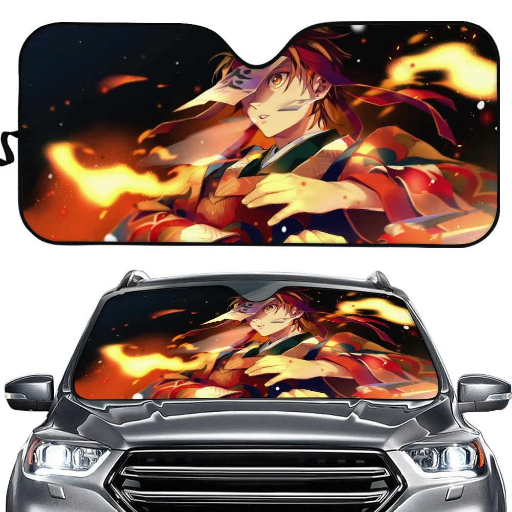 

Anime Demon Slayer Windshield Sunshades Driver Car Windshield Sun Shade Universal Auto Accessories Foldable Sun Visor