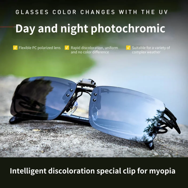 

Polarized Men Black Clip On Sunglasses Night Vision Sunglasses for Sun Glasses Classic Travel Anti-Glare gafas de sol de hombre