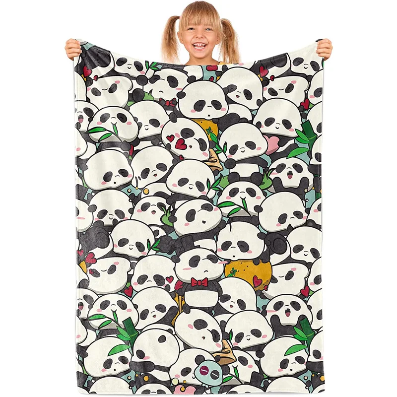 

Kawaii Cartoon Animal Throw Blanket Soft Fluffy Cute Panda Pattern Fleece Blanket Lightweight Plush Sofa Bed Cover For Kid Gifts
