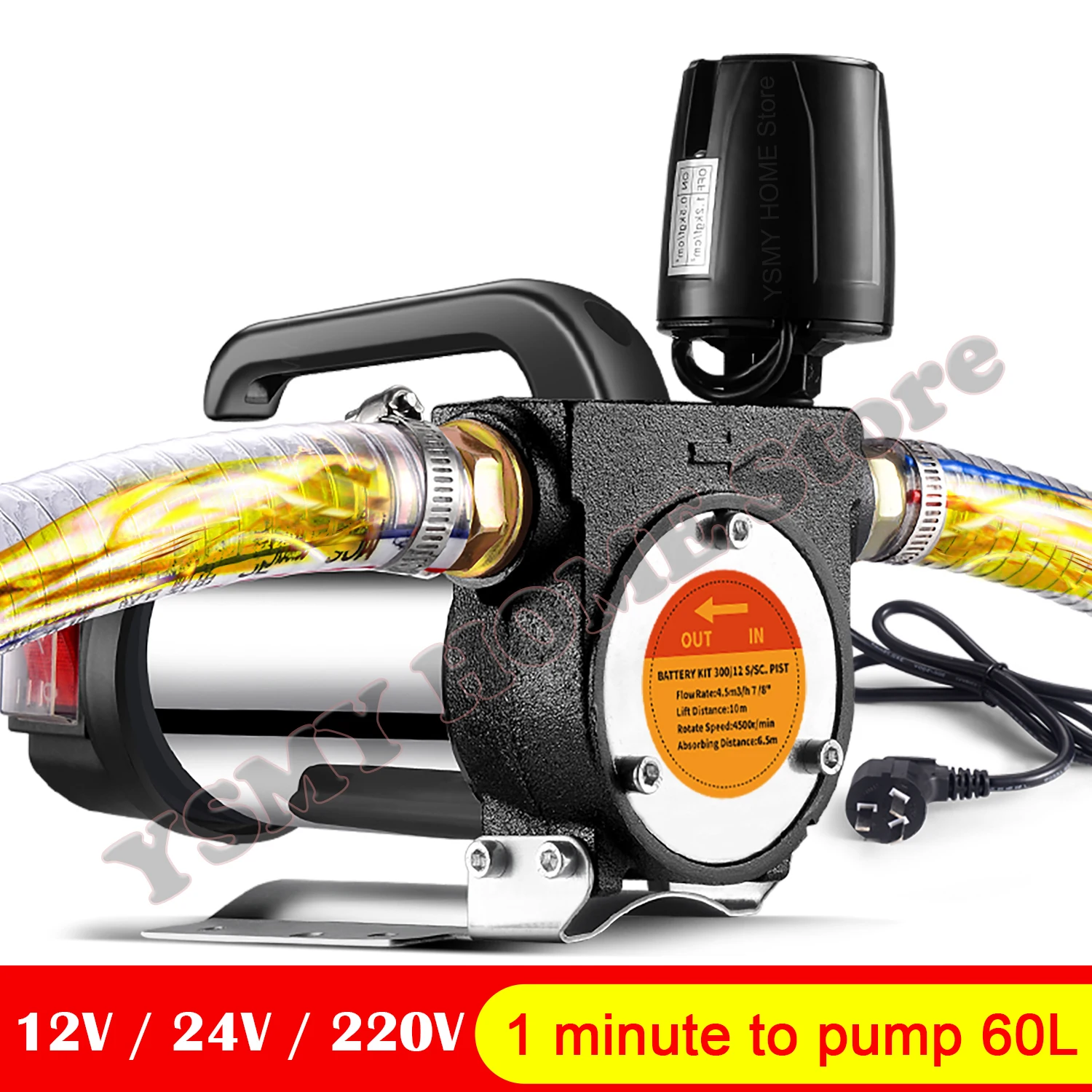 12V/24V/220V Diesel Kerosene Fuel Transfer Pump Self-Priming Oil Dispenser Portable Automatically Stop Electric oil pump