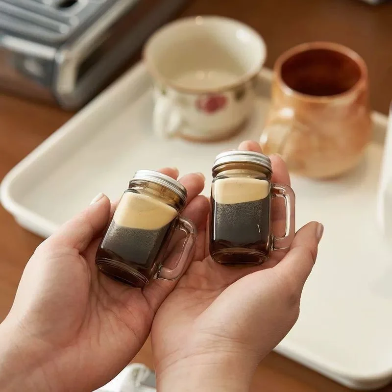 Glass Cup 35ML Mini Coffee Concentrate Sub-bottling Sealed Leakproof Bottle for Coffee Milk Honey