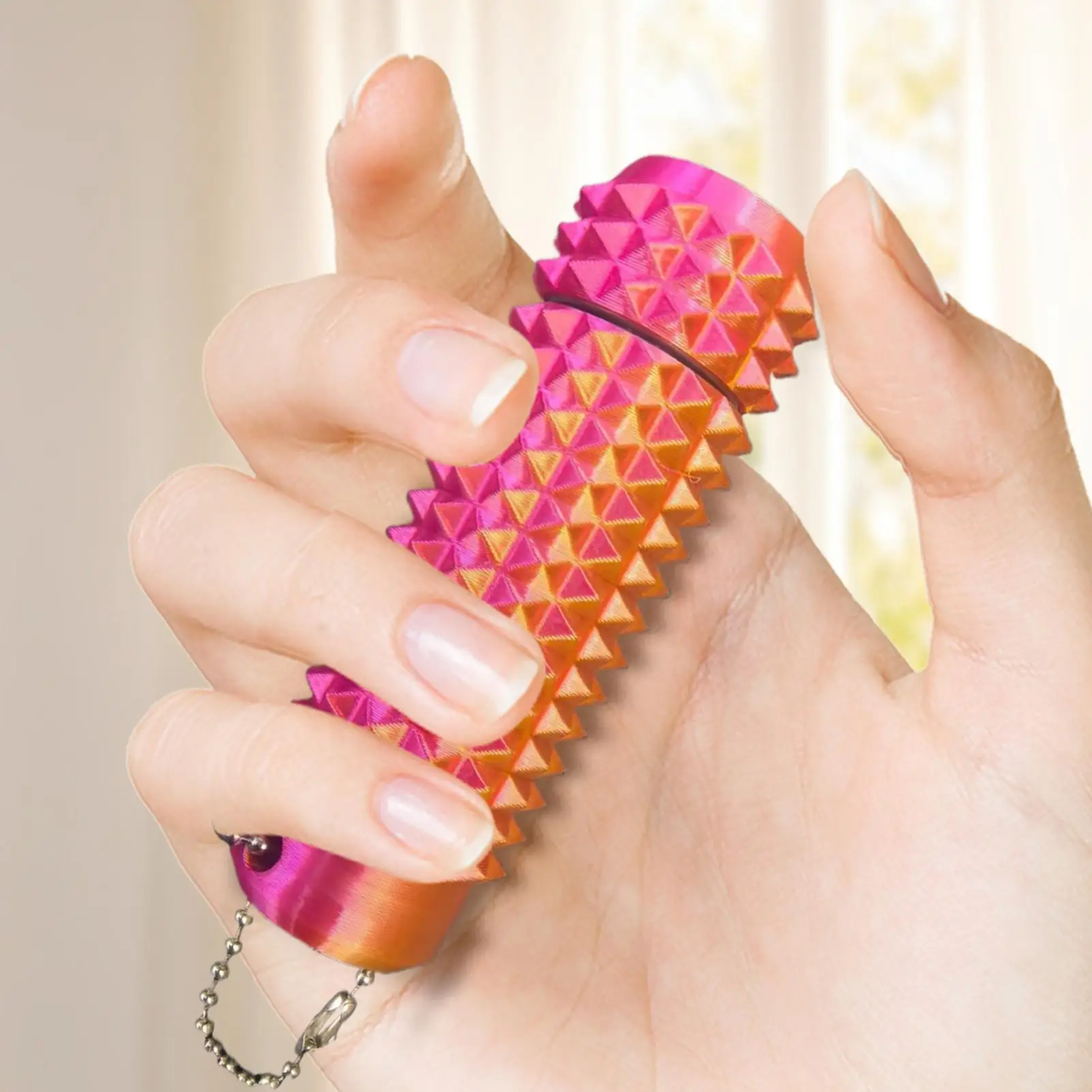 1pc Spiky Stress Relief Toy, 3D Printed Key Pendant For Anxiety & Novelty Gift, Spiky Fidget Toys