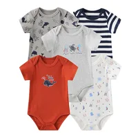 5er Set Sommer Baby Kurzarm Bodys – Bild 4