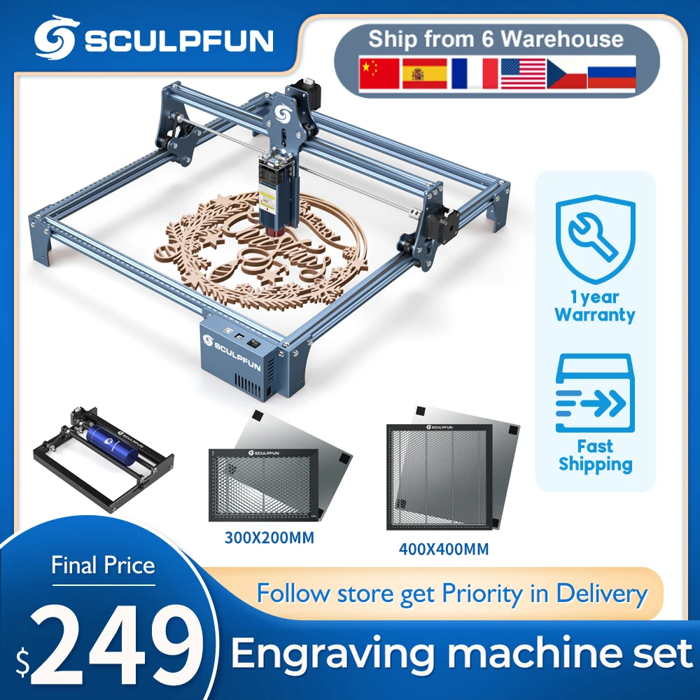 SCULPFUN S9 Engraving Machine and Extension Kit Ultra-thin Beam Shaping  Technology High-precision Wood Acrylic Engraver Cutter - AliExpress