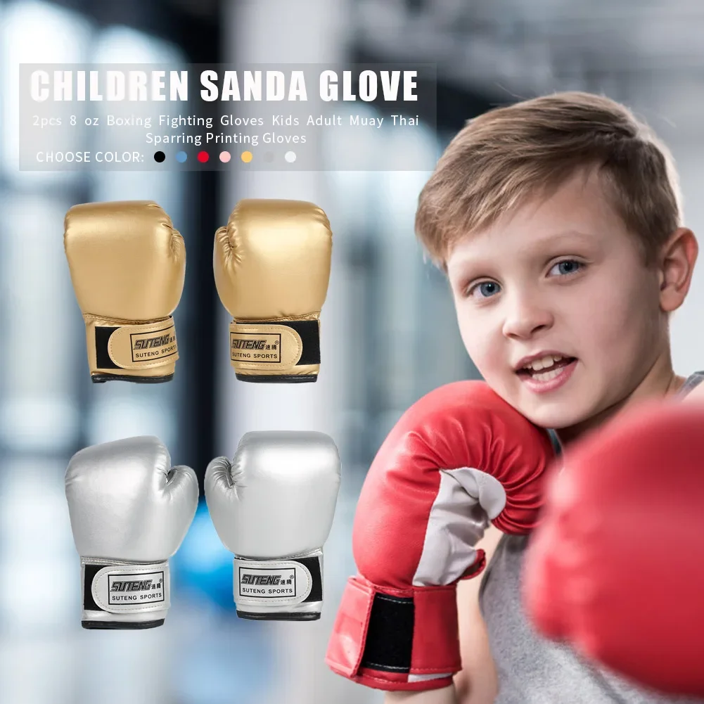 2pcs Kids Boxing Gloves PU Leather MMA Fighting Gloves Punching Bag Kickboxing Thai Professional Kids Child Training